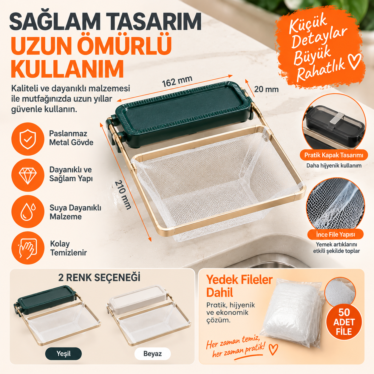 PratikSüzgeç – Katlanır Mutfak Lavabo Süzgeci