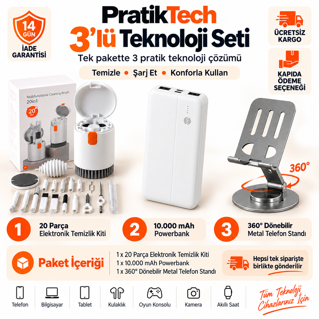 PratikTech 3’lü Teknoloji Seti