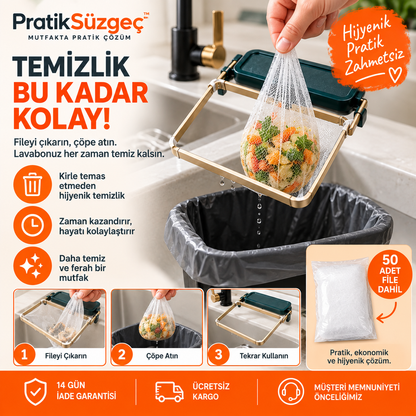 PratikSüzgeç – Katlanır Mutfak Lavabo Süzgeci
