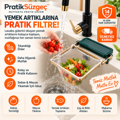 PratikSüzgeç – Katlanır Mutfak Lavabo Süzgeci