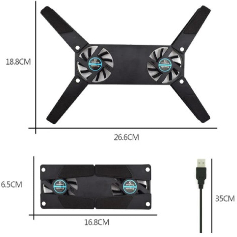 Katlanabilir Çift Fanlı USB Laptop Soğutucu Stand