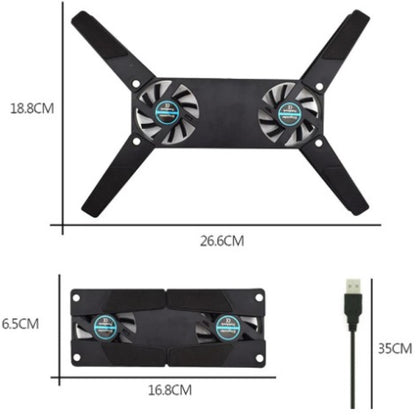 Katlanabilir Çift Fanlı USB Laptop Soğutucu Stand