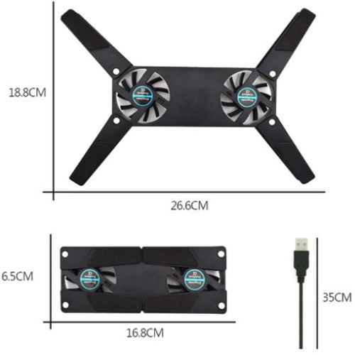 Katlanabilir Çift Fanlı USB Laptop Soğutucu Stand